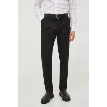 Michael Kors pantaloni barbati, culoarea negru, drept de firma originali