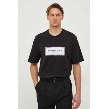Michael Kors tricou din bumbac barbati, culoarea negru, cu imprimeu de firma original