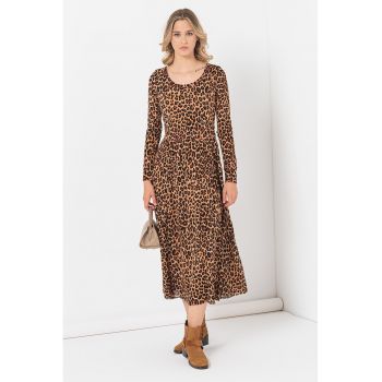 Rochie evazata cu animal print ieftina