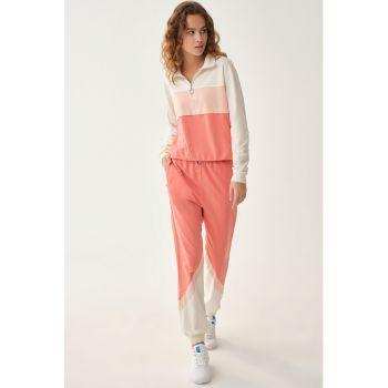 Pantaloni sport cu model colorblock