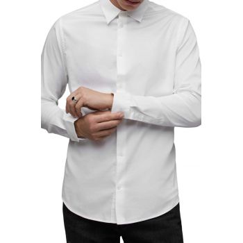 AllSaints camasa din bumbac Simmons barbati, culoarea alb, cu guler clasic, slim de firma originala