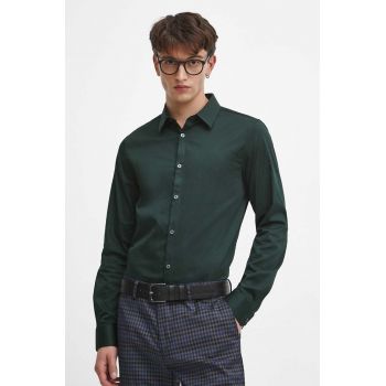 Medicine camasa barbati, culoarea verde, cu guler clasic, slim de firma originala