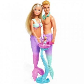 Set Simba Steffi Love Mermaid Family papusa Steffy 29 cm, papusa Kevin 29 cm si accesorii la reducere