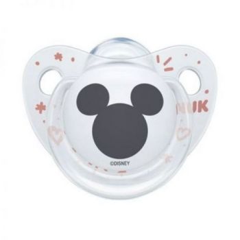 Suzeta Nuk Disney Mickey Silicon 0-6 luni M1 Transparent/Roz ieftine