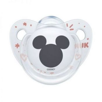 Suzeta Nuk Disney Mickey Silicon 0-6 luni M1 Transparent Roz de firma originale