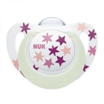 Suzeta Nuk Star Night Silicon 18-36 luni M3 Roz de firma originale