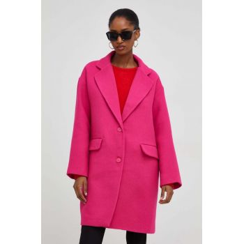 Answear Lab palton de lana culoarea roz, de tranzitie ieftin