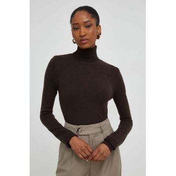 Answear Lab pulover femei, culoarea maro, light, cu guler de firma original