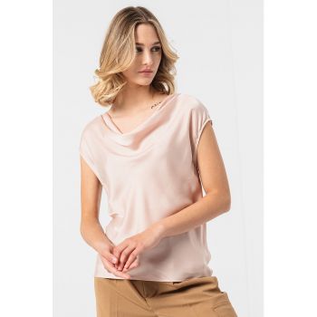 Bluza din amestec de matase cu decolteu drapat