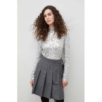 Bruuns Bazaar bluza femei, culoarea argintiu, neted de firma originala