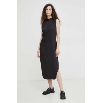 Bruuns Bazaar rochie culoarea negru, midi, drept