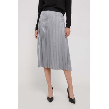 Dkny fusta culoarea argintiu, midi, evazati