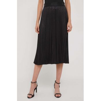 Dkny fusta culoarea negru, midi, evazati