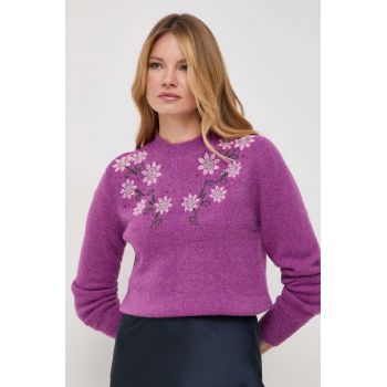 Silvian Heach pulover din amestec de lana femei, culoarea violet, cu turtleneck de firma original