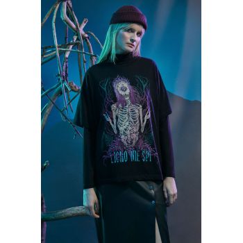 Medicine tricou din bumbac femei, culoarea negru