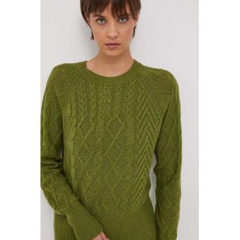 Sisley pulover de lana femei, culoarea verde