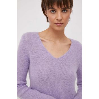 United Colors of Benetton pulover din amestec de lana femei, culoarea violet, light ieftin
