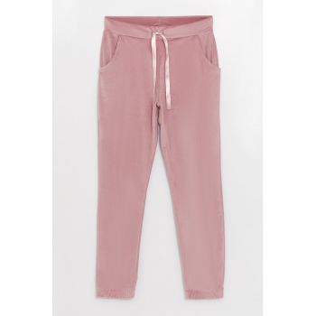 Pantaloni de pijama catifelati cu snur in talie