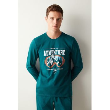 Pijama de bumbac cu imprimeu grafic