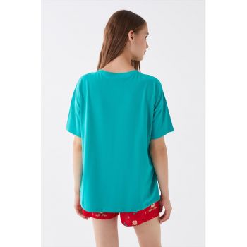 Pijama scurta cu imprimeu grafic