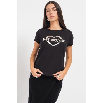 Tricou cu imprimeu logo metalizat