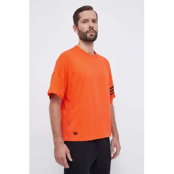 adidas Originals tricou din bumbac barbati, culoarea portocaliu, cu imprimeu ieftin