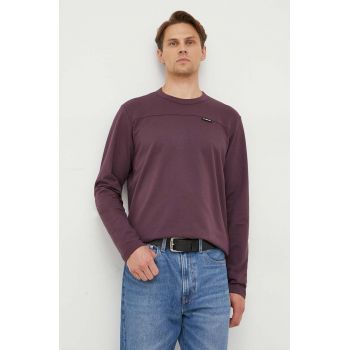 G-Star Raw longsleeve din bumbac culoarea violet, neted ieftin