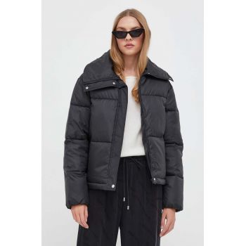 HUGO geaca femei, culoarea negru, de iarna, oversize