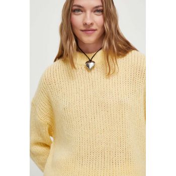 HUGO pulover de lana femei, culoarea bej, călduros