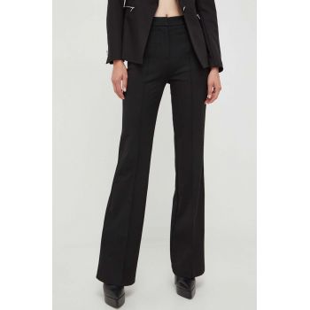 Morgan pantaloni femei, culoarea negru, mulata, high waist