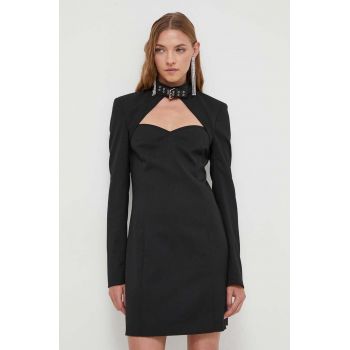 Moschino Jeans rochie din amestec de lana culoarea negru, mini, mulata de firma originala