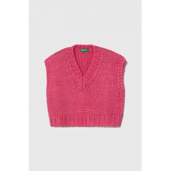 United Colors of Benetton vesta din amestec de lana culoarea roz