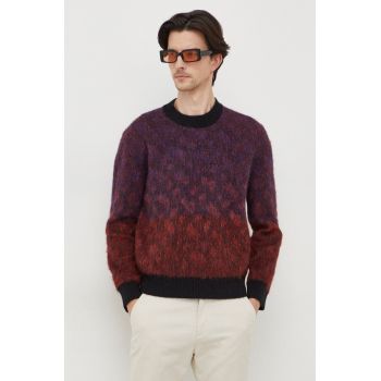BOSS pulover din amestec de lana barbati, culoarea bordo de firma original