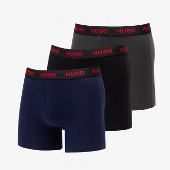 Hugo Boss Logo-Waistband Boxer Briefs 3-Pack Dark Grey/ Navy/ Black la reducere