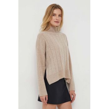 Sisley pulover de lana femei, culoarea bej, light