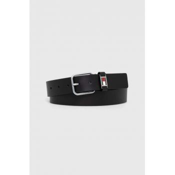 Tommy Jeans curea de piele bărbați, culoarea negru AM0AM12045