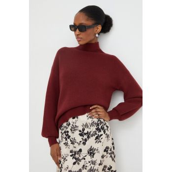 Answear Lab pulover femei, culoarea bordo, light, cu turtleneck