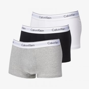 Calvin Klein Modern Cotton Stretch Low Rise Trunk 3-Pack Black/ White/ Grey Heather la reducere