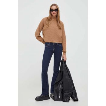 Hollister Co. pulover femei, culoarea maro, light, cu turtleneck de firma original