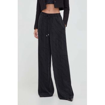 HUGO pantaloni femei, culoarea negru, drept, high waist