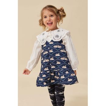Konges Sløjd rochie din bumbac pentru copii culoarea albastru marin, mini, evazati ieftina