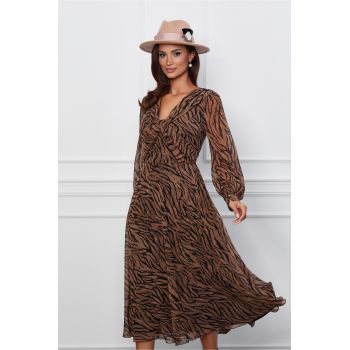 Rochie Leonard Collection maro cu zebra print