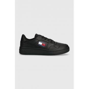 Tommy Jeans sneakers din piele TJW RETRO BASKET ESS culoarea negru, EN0EN02505