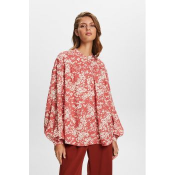 Bluza cu imprimeu floral si fenta cu nasturi