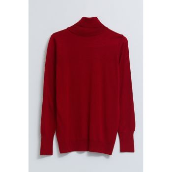 Pulover slim fit cu guler inalt
