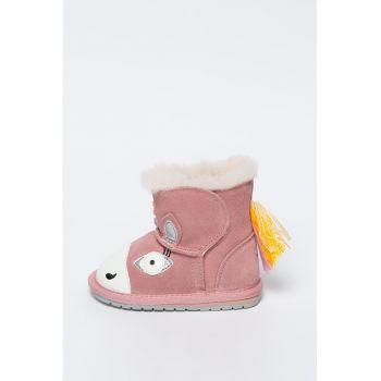 Ghete de iarna din piele intoarsa cu captuseala de lana si fara inchidere Magical Unicorn Walker