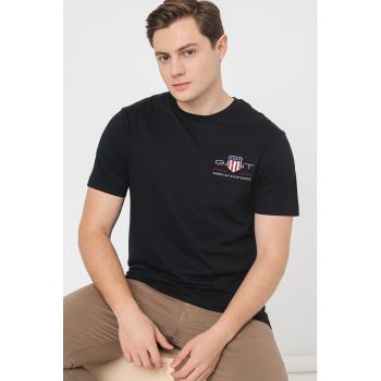 Tricou regular fit din bumbac cu broderie logo ieftin