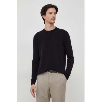 Sisley pulover de lana barbati, culoarea negru, light