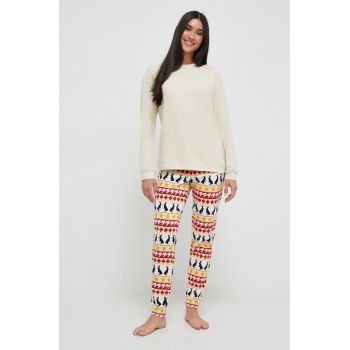 United Colors of Benetton pijama femei, culoarea bej