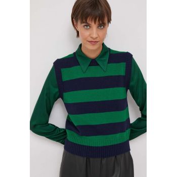 United Colors of Benetton vesta de lana culoarea verde ieftin